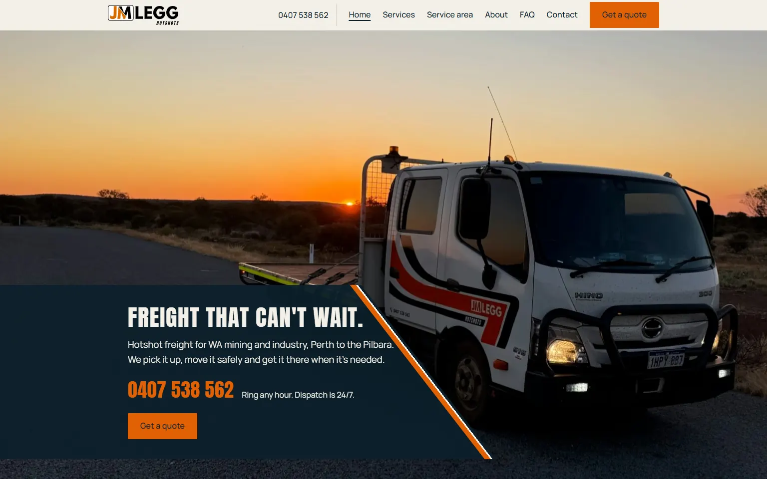 Screenshot of the JM Legg Hotshots home page